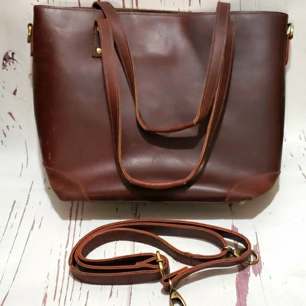 Distress brown leather laptop office work  school messenger bag